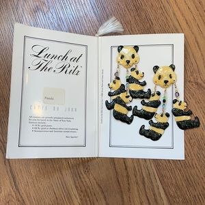Vintage 80’s Lunch at The Ritz Panda earrings